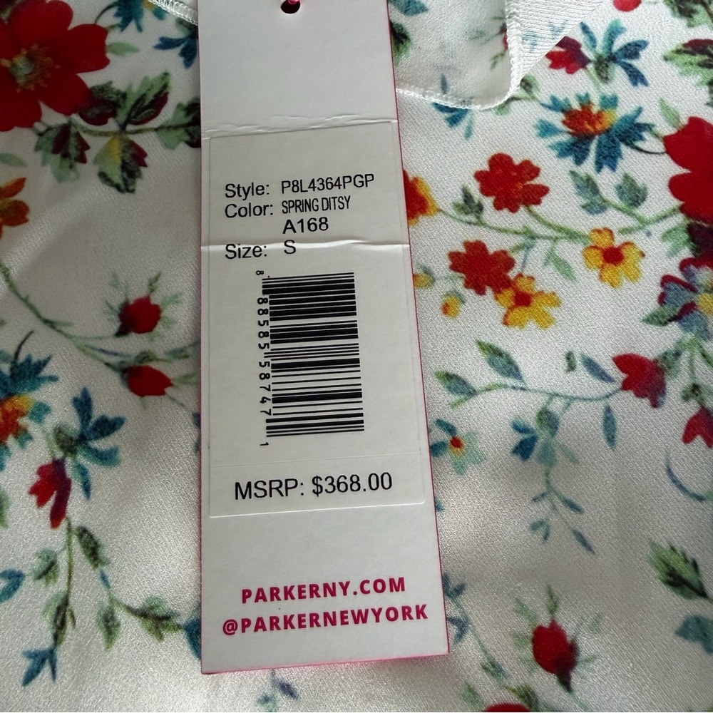 NWT Parker Sz S White Spring Ditsy Floral Cold Shoulder Lined Mini Ruffle  Dress - Picture 5 of 10
